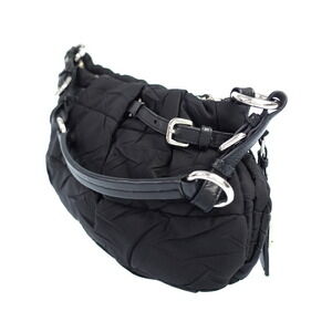 Prada hardware shoulder Quilted silver black tone Nylon pleated Tessuto bag